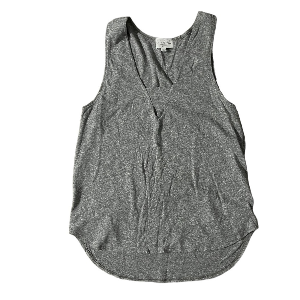 Feel the Piece Terre Jacobs Womens Grey V-Neck Tank Top Size M/L
